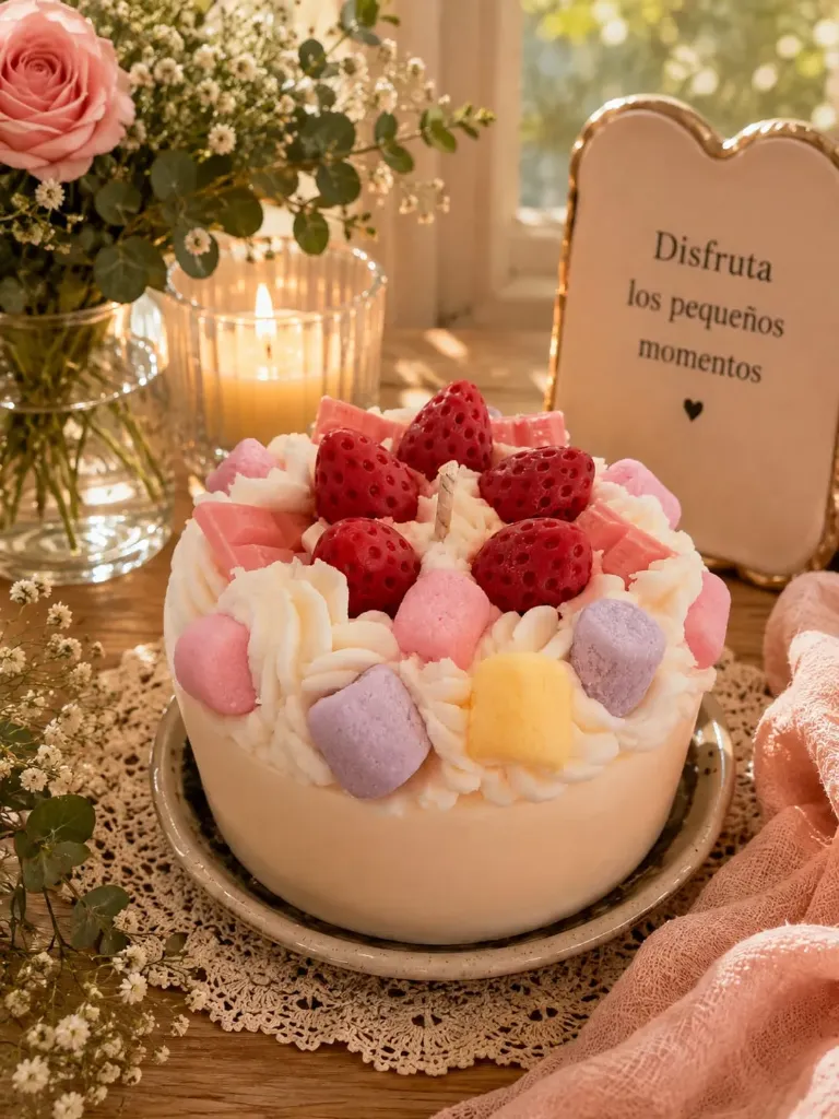 Vela Pastel de Almendra con Dulces - Roses & Candles