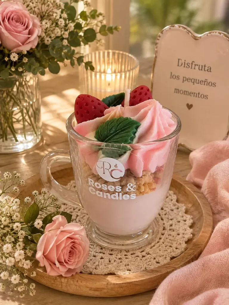 Vela Fresas con Crema - Roses & Candles