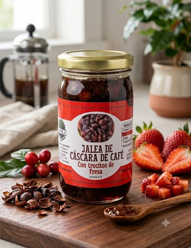 Jalea de Cáscara de Café con Trocitos de Fresa - Finca Planeta Verde